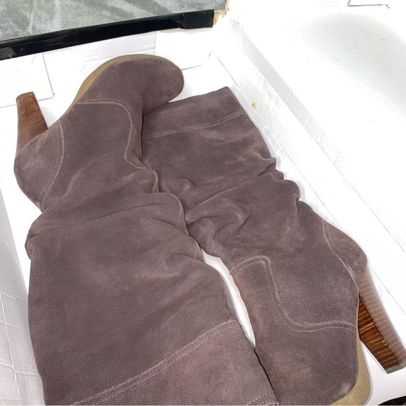 Colin Stuart Brown Suede Upper Leather Slouchy Boots Chunky Stacked Heel Size 9 - Picture 9 of 14